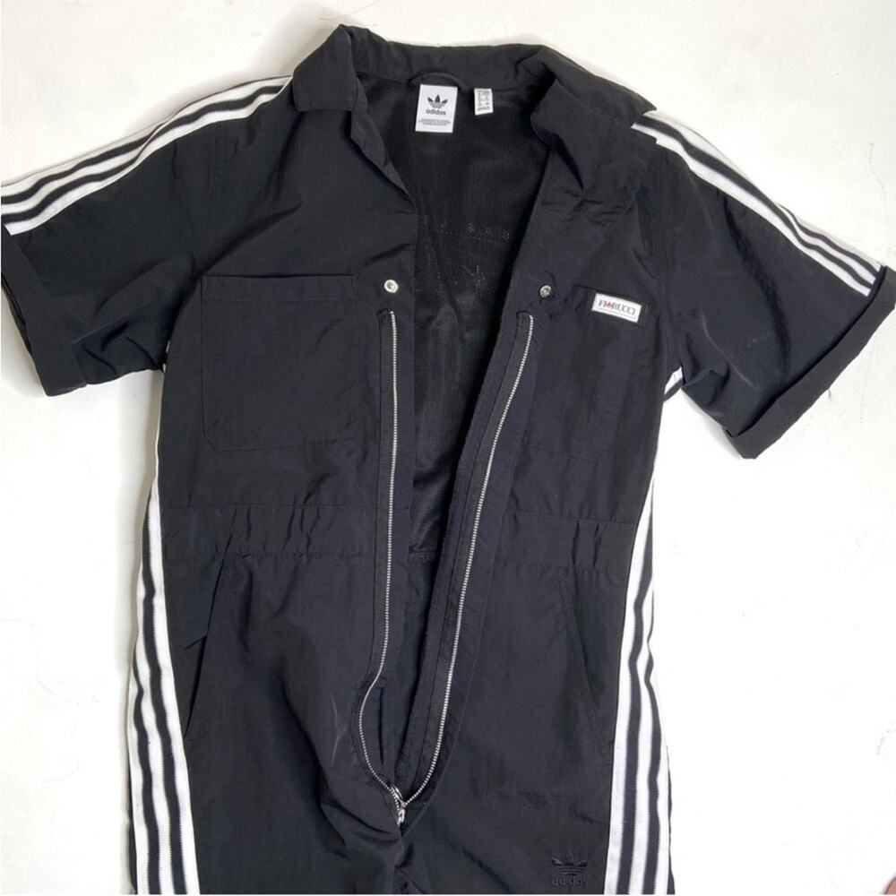 adidas Black Jumpsuit with White Three-Stripe Detail - Picture 11 of 12
